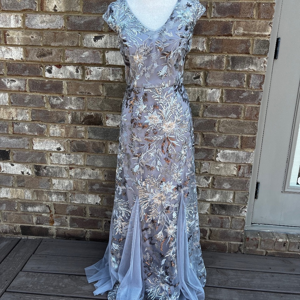 Alex Evenings womens Long V Neck Fit and Flare Dress With Shawl Size 6